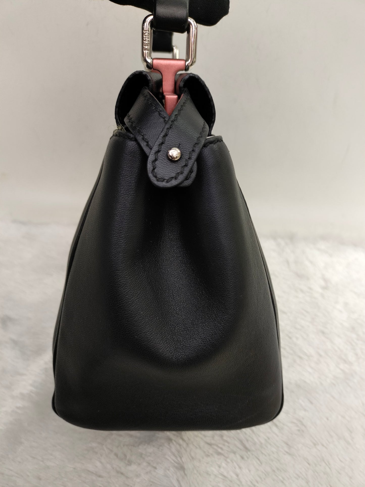 Fendi Peekaboo Iconic Mini Black SHW Pink Enamel