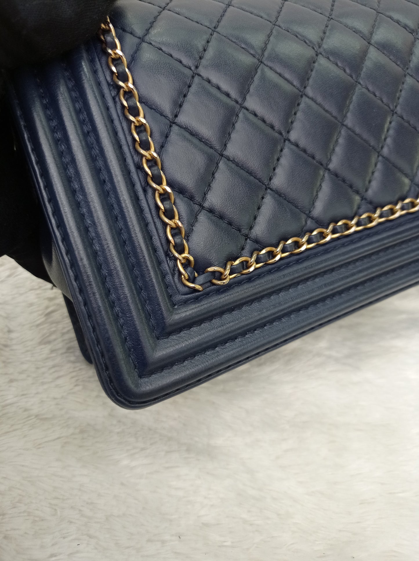 Chanel Boy 25 Round Chain Calfskin Navy Blue GHW #29