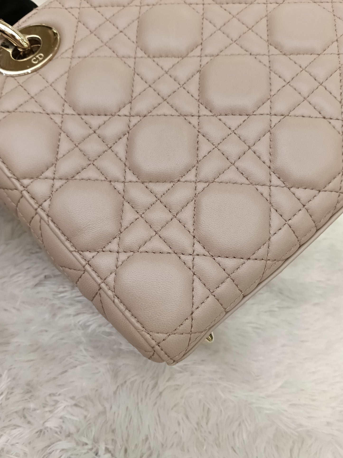 Lady Dior Small Lamb Taupe GHW 2017