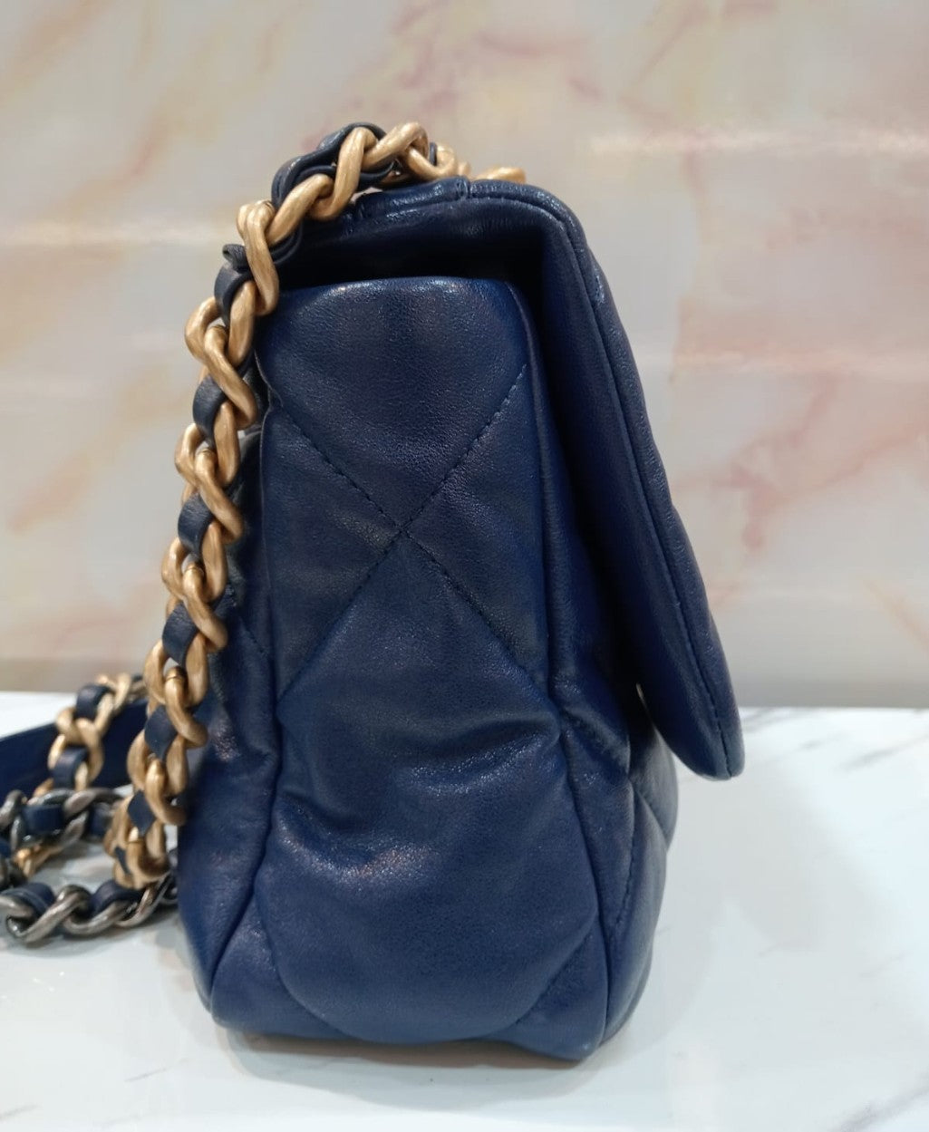 Chanel C19 Small Calfskin Blue GHW #29