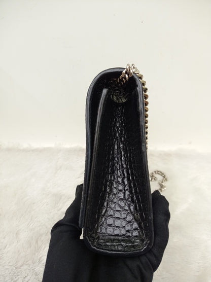 YsL Kate Tassel Medium Croco Embossed Black SHW 2018