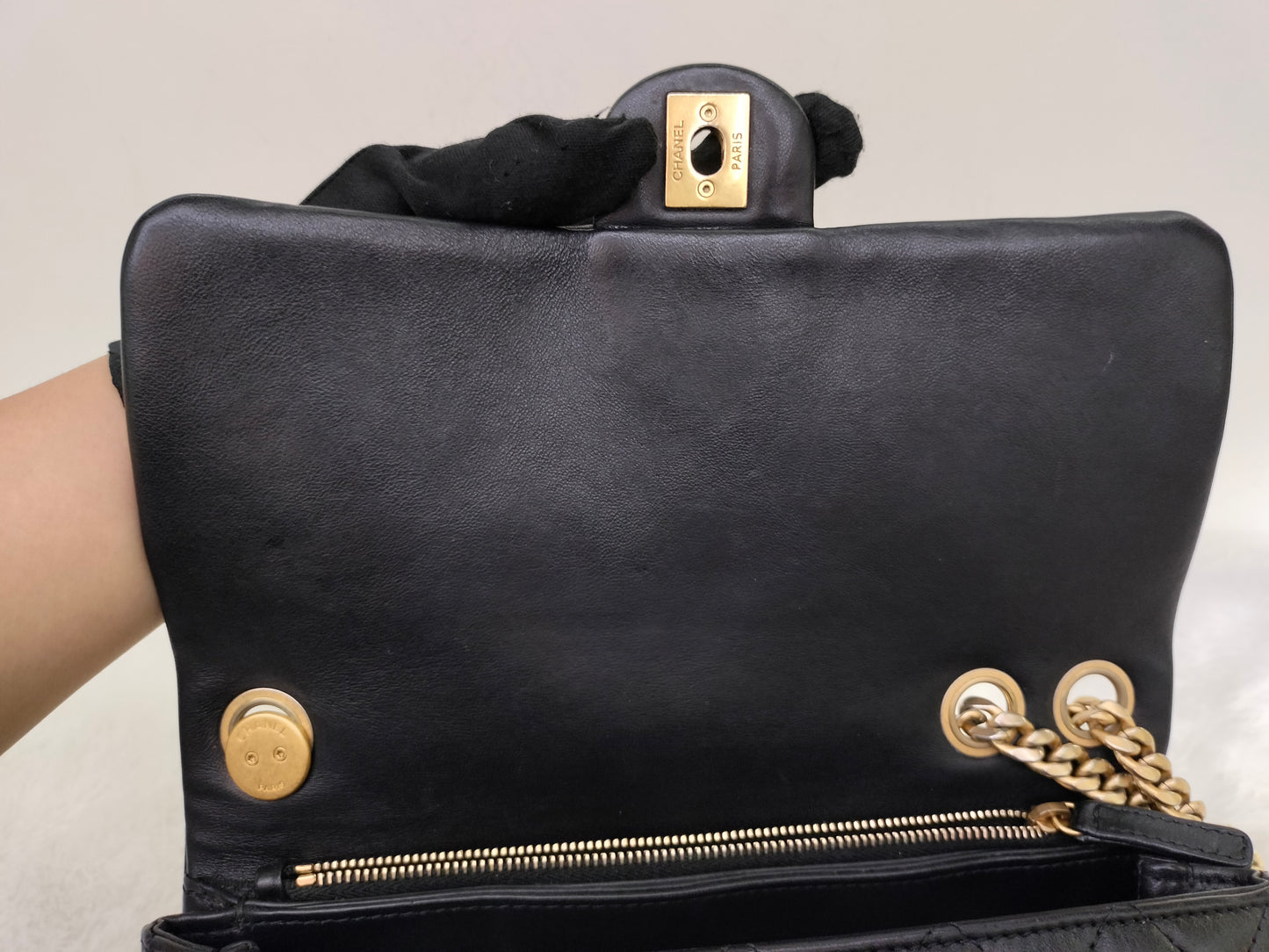 Chanel Small Pillow Crush Flap Lamb Black GHW (CHIP)