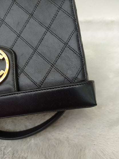 Chanel Vanity Case Box Large Lamb Black Vintage GHW #3