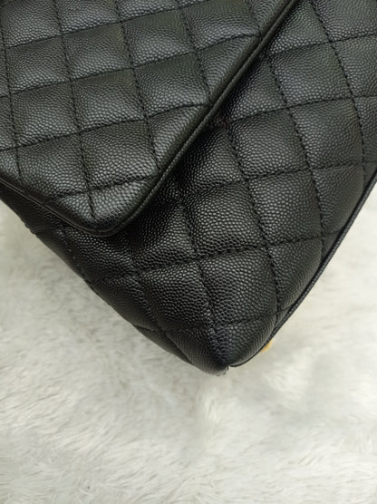 Chanel Coco Handle Medium Caviar Black Handle Lizard GHW #23