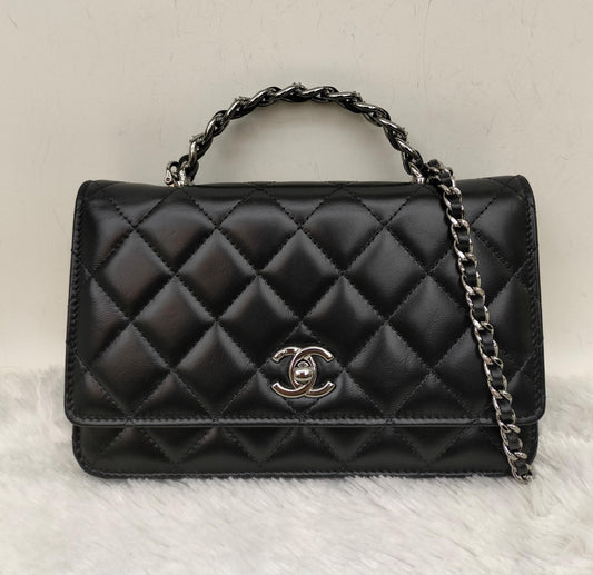 Chanel WOC Top Handle Lamb Black SHW (CHIP)