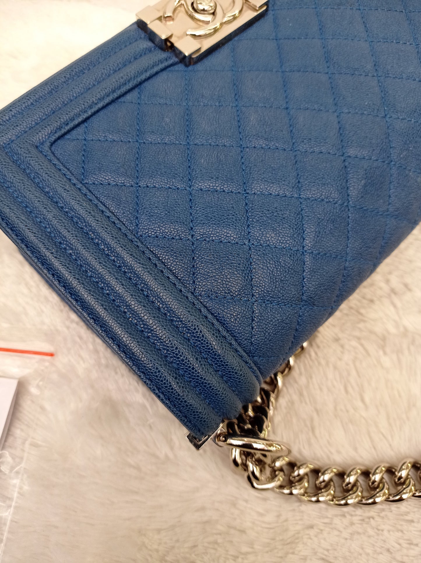 Chanel Boy 25 Caviar Blue SHW #29