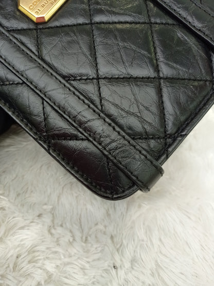 Chanel City School Flap Mini Messenger Calfskin Black GHW (CHIP)