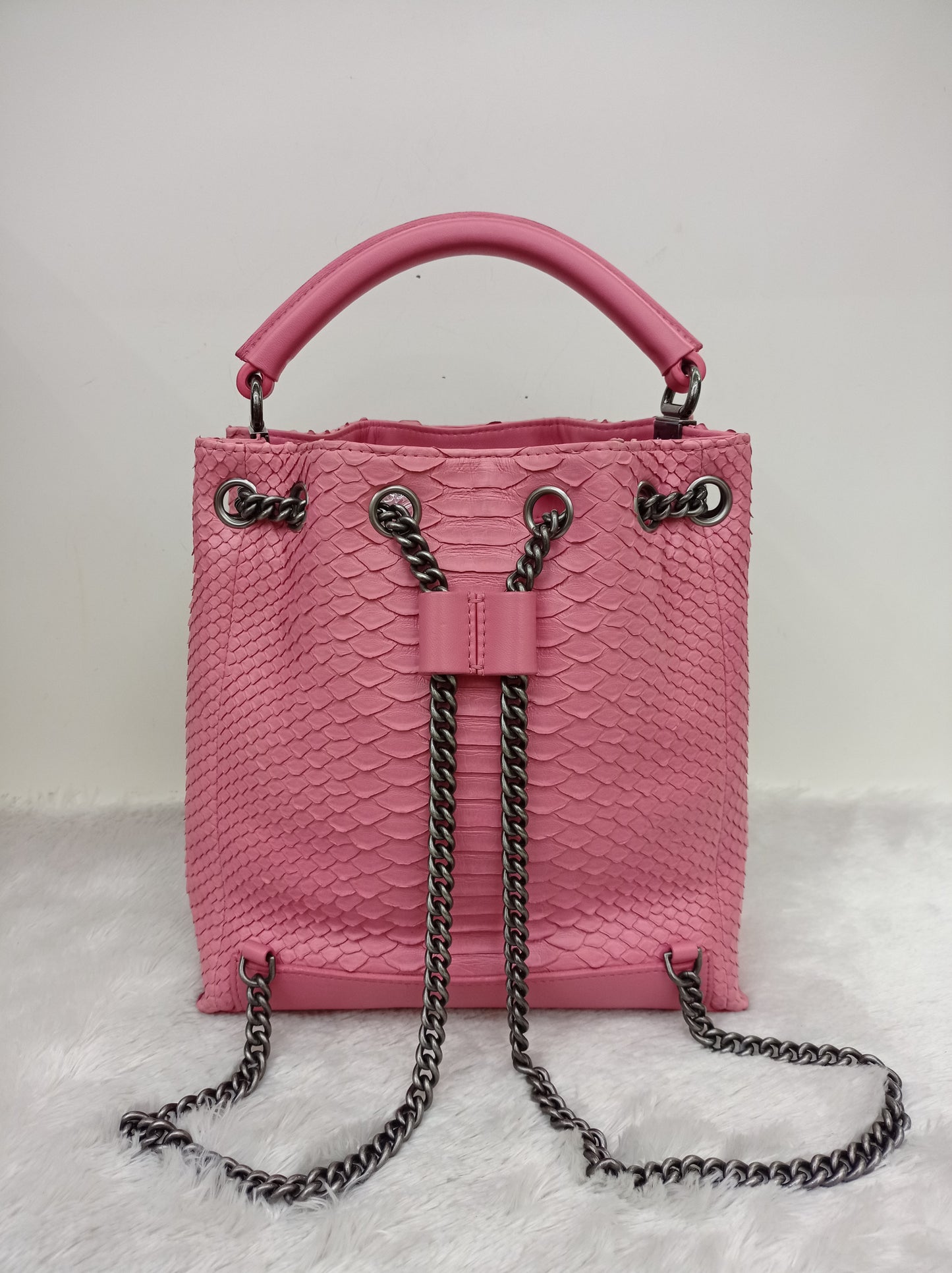 Chanel Urban Luxury Drawstring Backpack Python Pink RHW #22