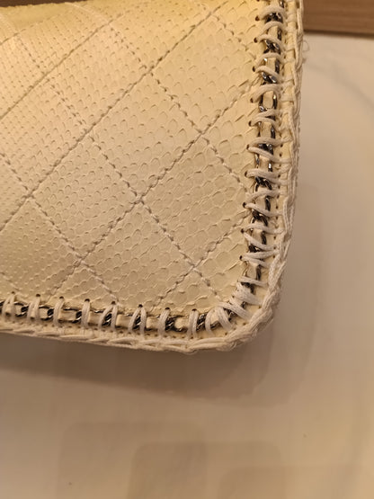 Chanel Turn Lock Flap Chain Python White SHW #11