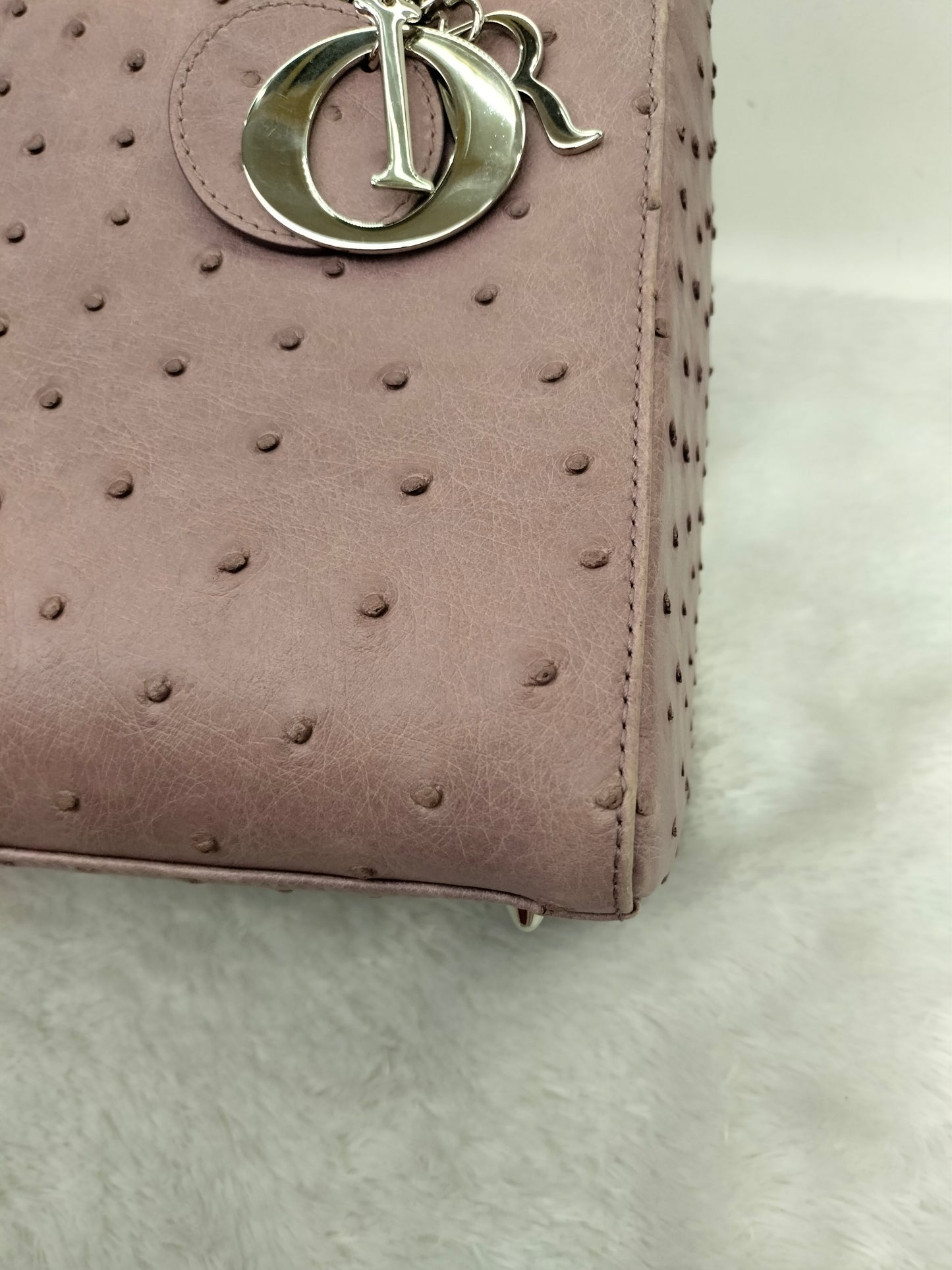 Lady Dior Medium Ostrich Blush Pink SHW 2013