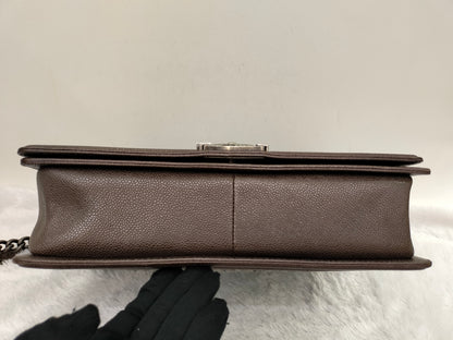 Chanel Boy Large Tweed Calfskin Brown RHW #18