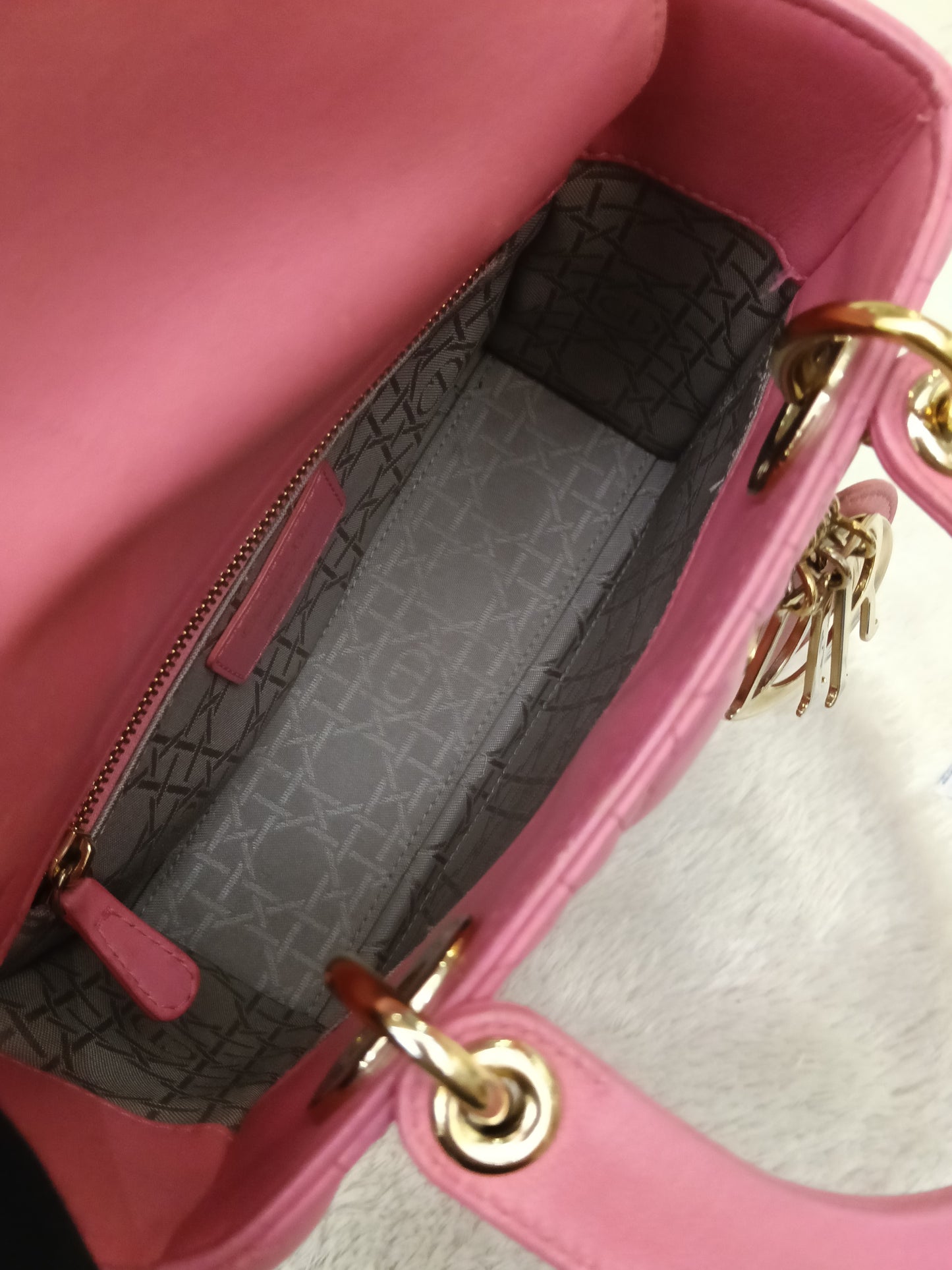 Lady Dior Small Lamb Fuchsia GHW 2018