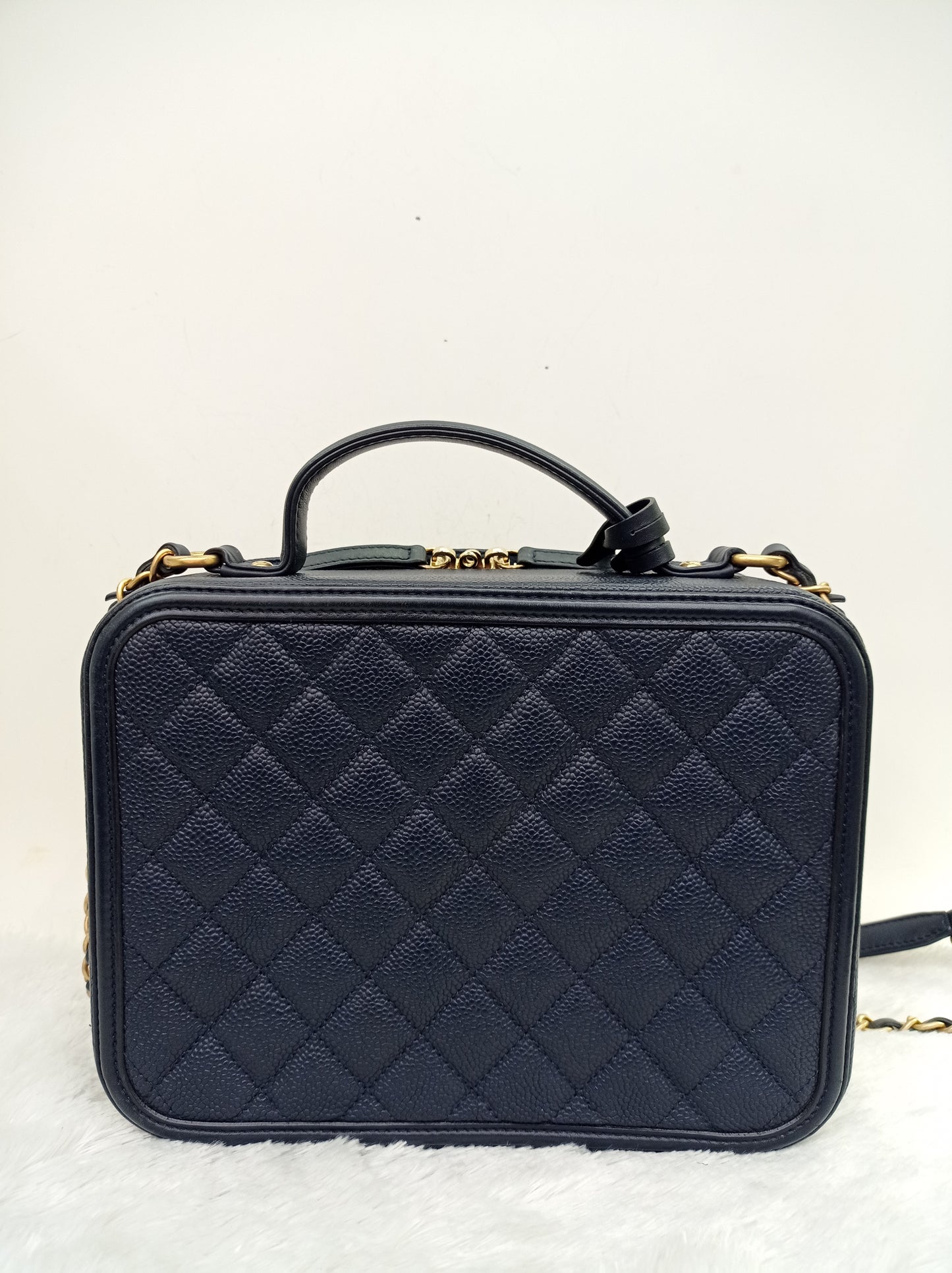 Chanel Filigree Vanity Case Large Caviar Navy GHW #27