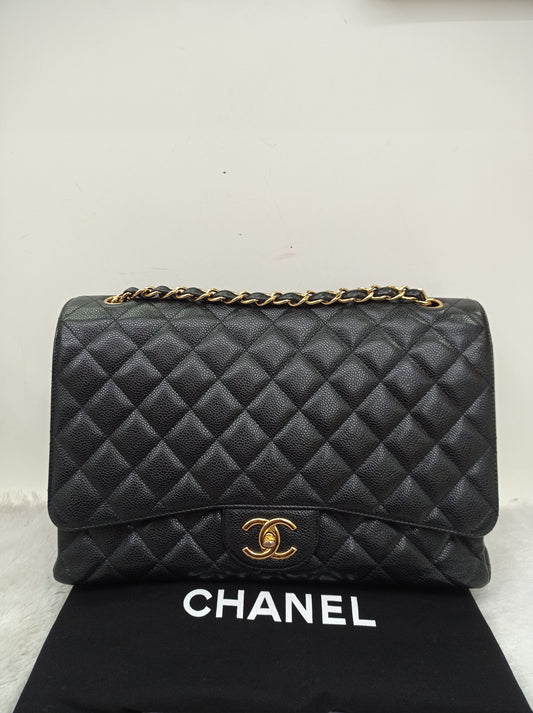 Chanel Maxi Caviar Black GHW DF #14