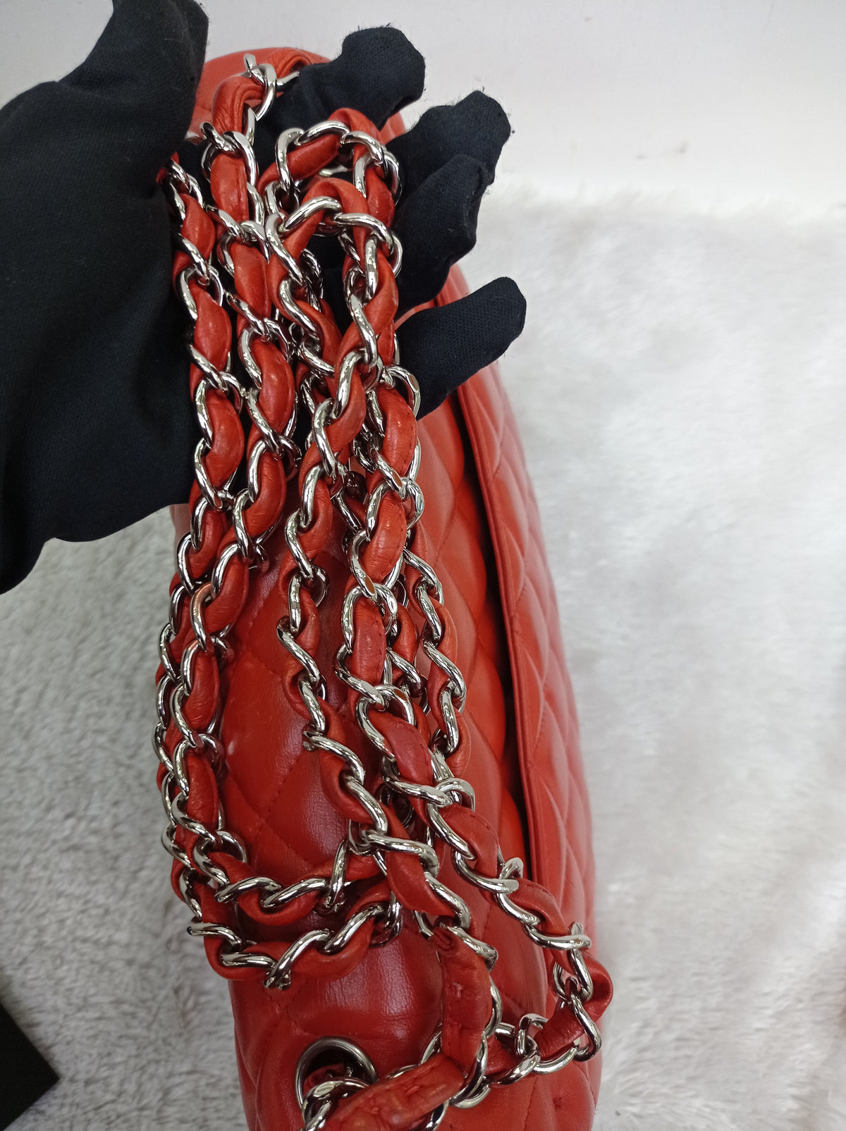 Chanel Jumbo Lamb Red SHW DF #15