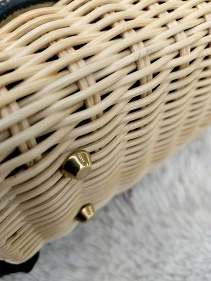 Lady Dior Mini Wicker Rattan Oblique Jacquard Blue Natural GHW 2022