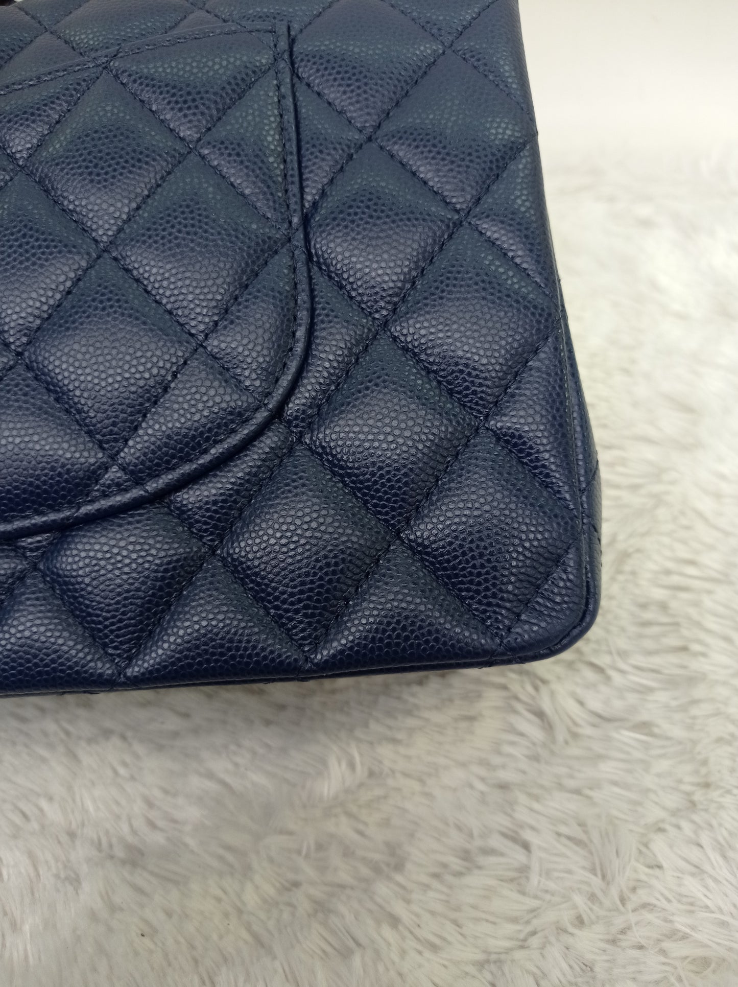 Chanel Medium Caviar Dark Blue GHW DF #24