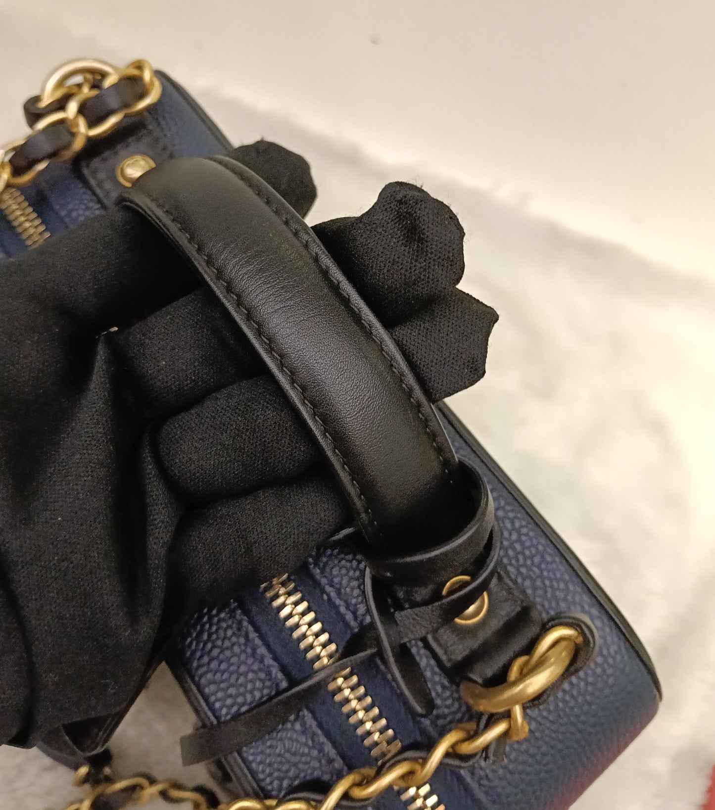 Chanel Filigree Vanity Case Medium Caviar Blue Black GHW #26