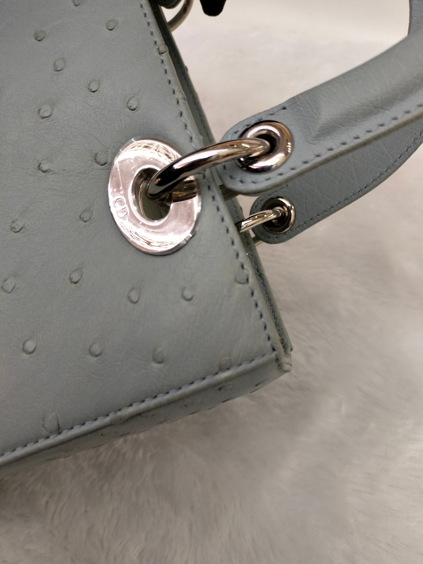 Lady Dior Medium Ostrich Baby Blue SHW 2017