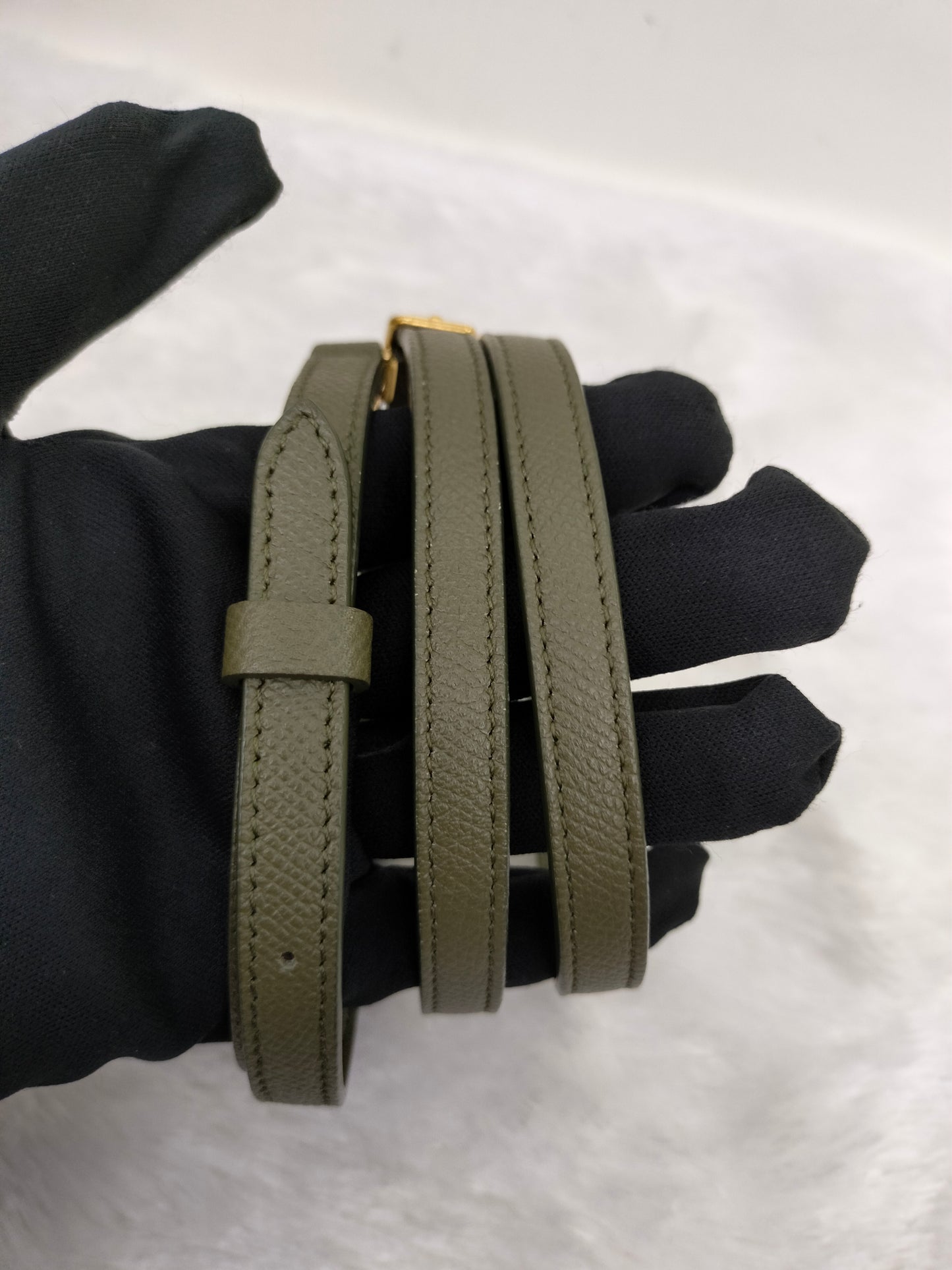 Celine Nano Belt Grained Green Army GHW 2019