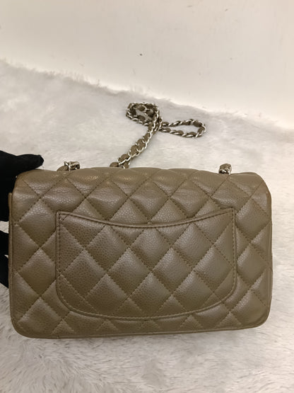 Chanel Mini Rectangular Caviar Khaki SHW SF #17