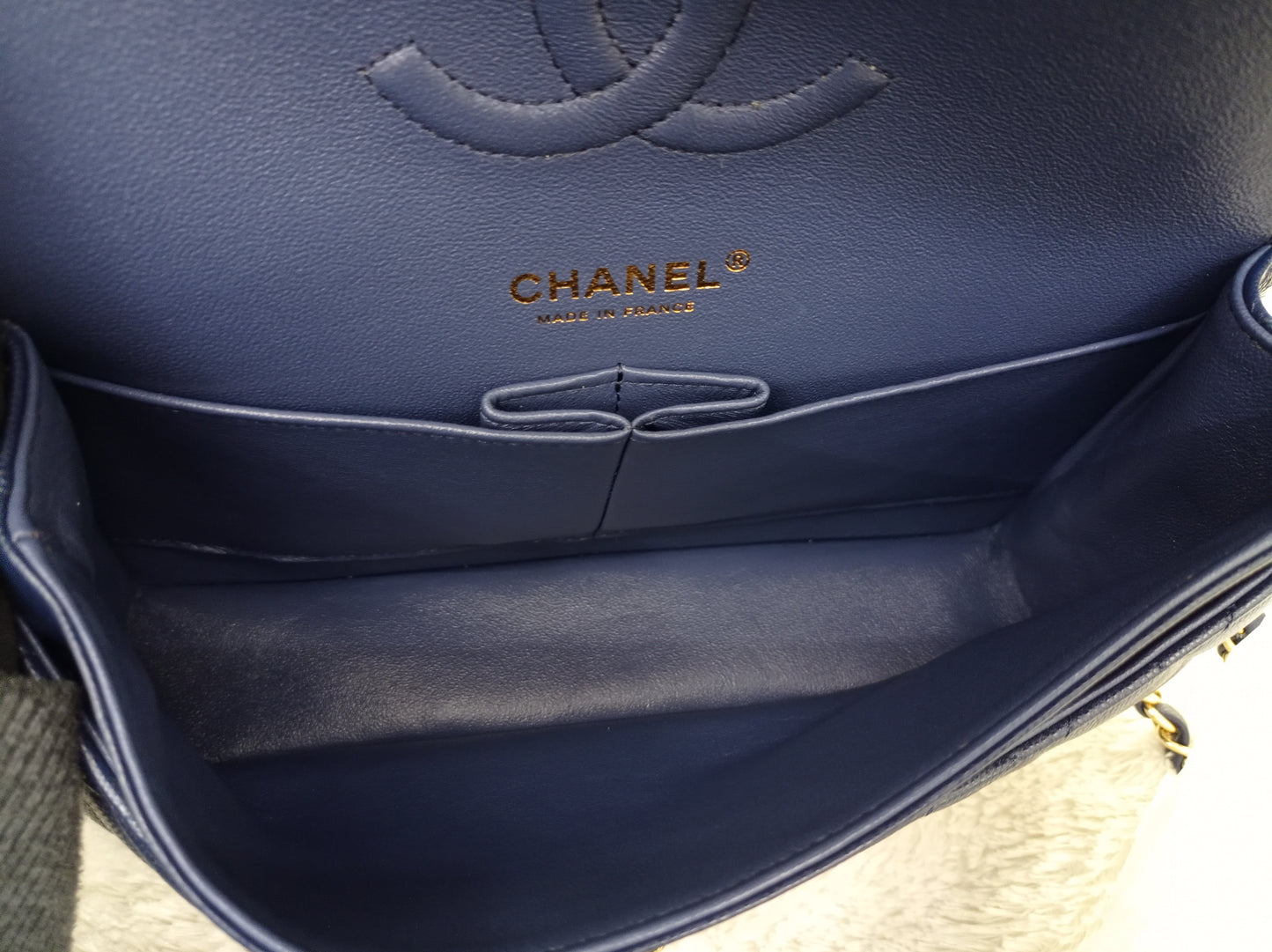 Chanel Medium Caviar Dark Blue GHW DF #24