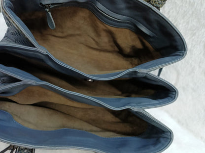 Bottega Veneta Rome Small Lizard Blue