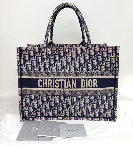 Dior Tote Book Medium Oblique Navy 2019
