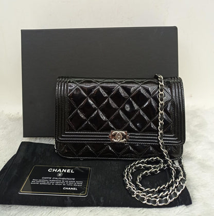 Chanel WOC Boy Patent Black SHW #20