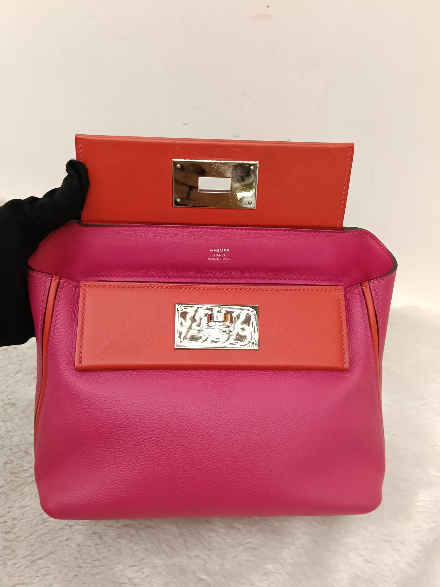 Hermes 2424 Mini Evercolour Swift Rose Mexico Rouge De Coeur PHW #Z
