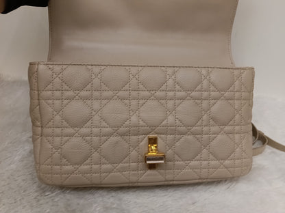 Dior Caro Medium Cannage Powder Beige Enamel Chain GHW 2023