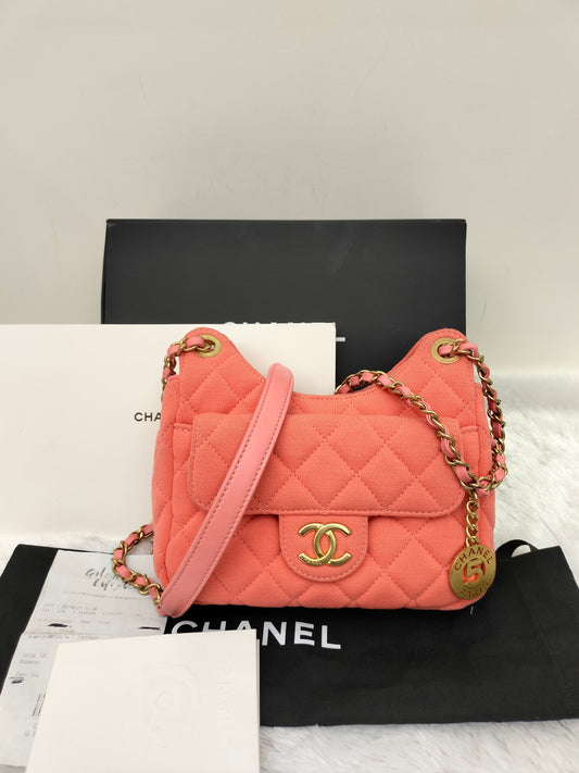 Chanel Wavy Canvas Orange GHW 2023 (CHIP)