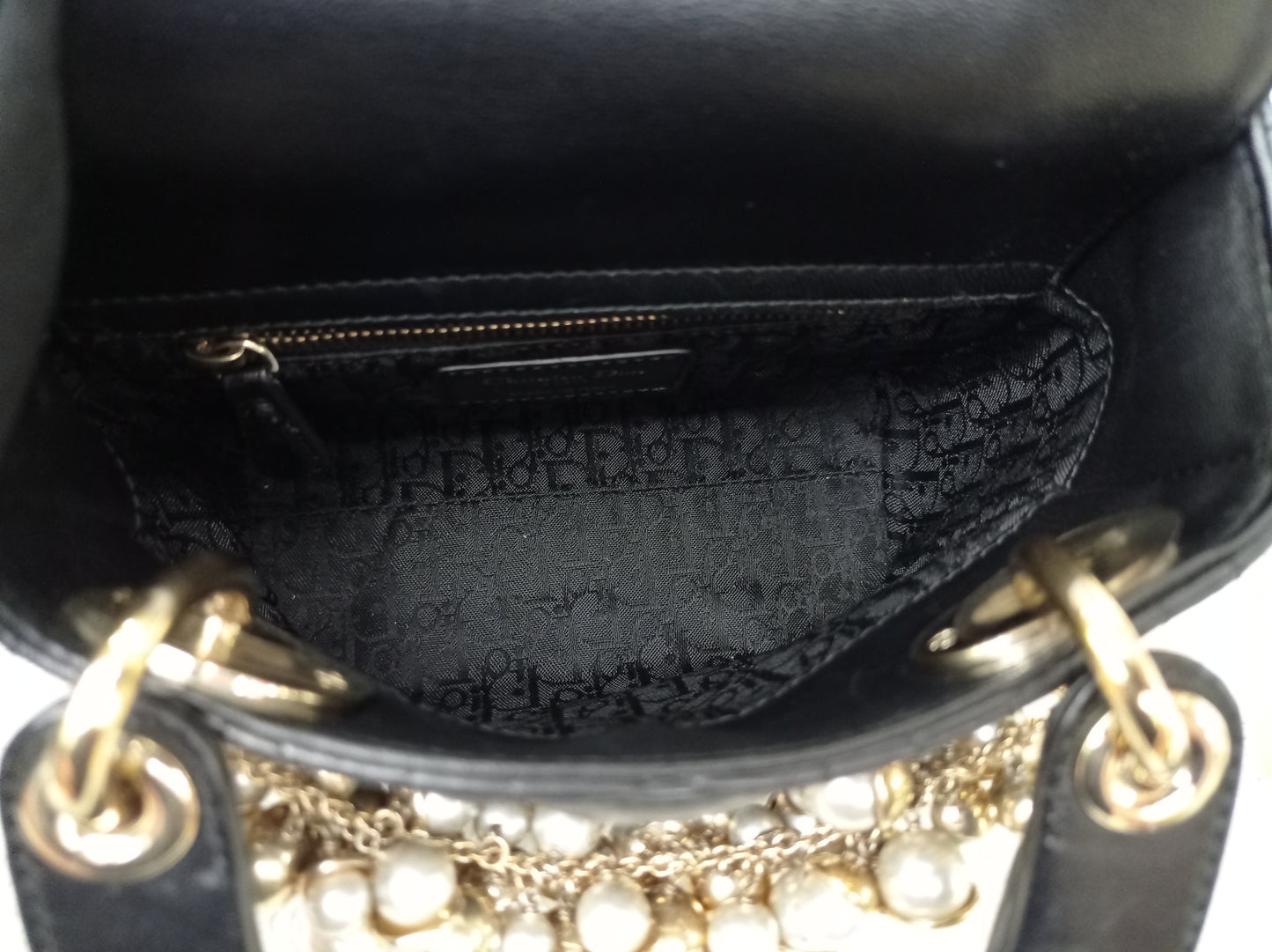 Lady Dior Mini Lamb Pearl Embellished Black GHW 2010