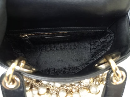 Lady Dior Mini Lamb Pearl Embellished Black GHW 2010