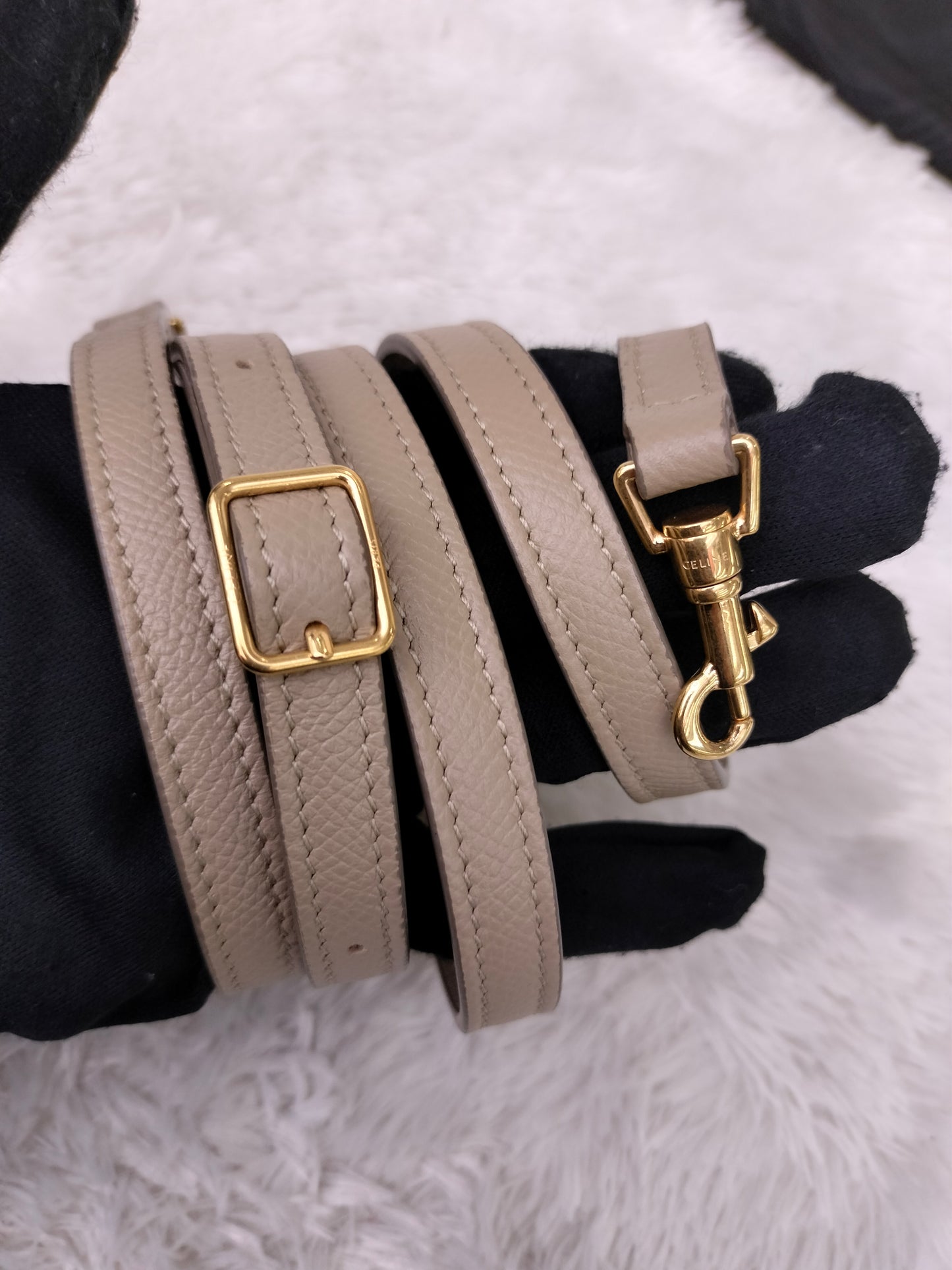Celine Nano Belt Grained Taupe GHW 2019
