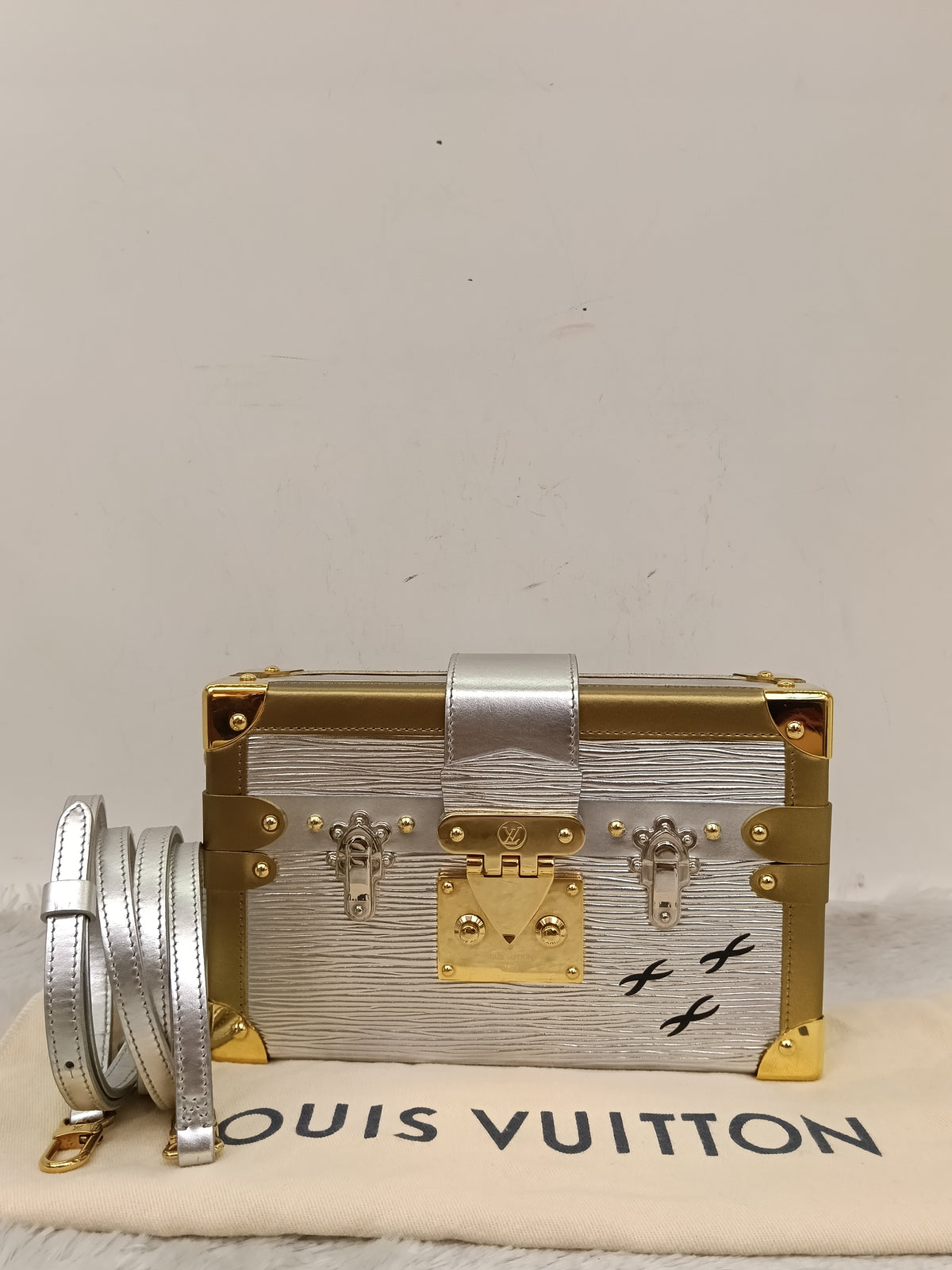 LV Petite Malle Epi Metallic Silver Gold 2017