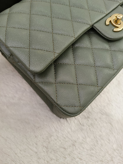 Chanel Medium Caviar Light Green GHW DF #25