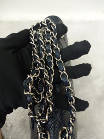 Chanel Medium Karung Snake Skin Navy SHW DF #14