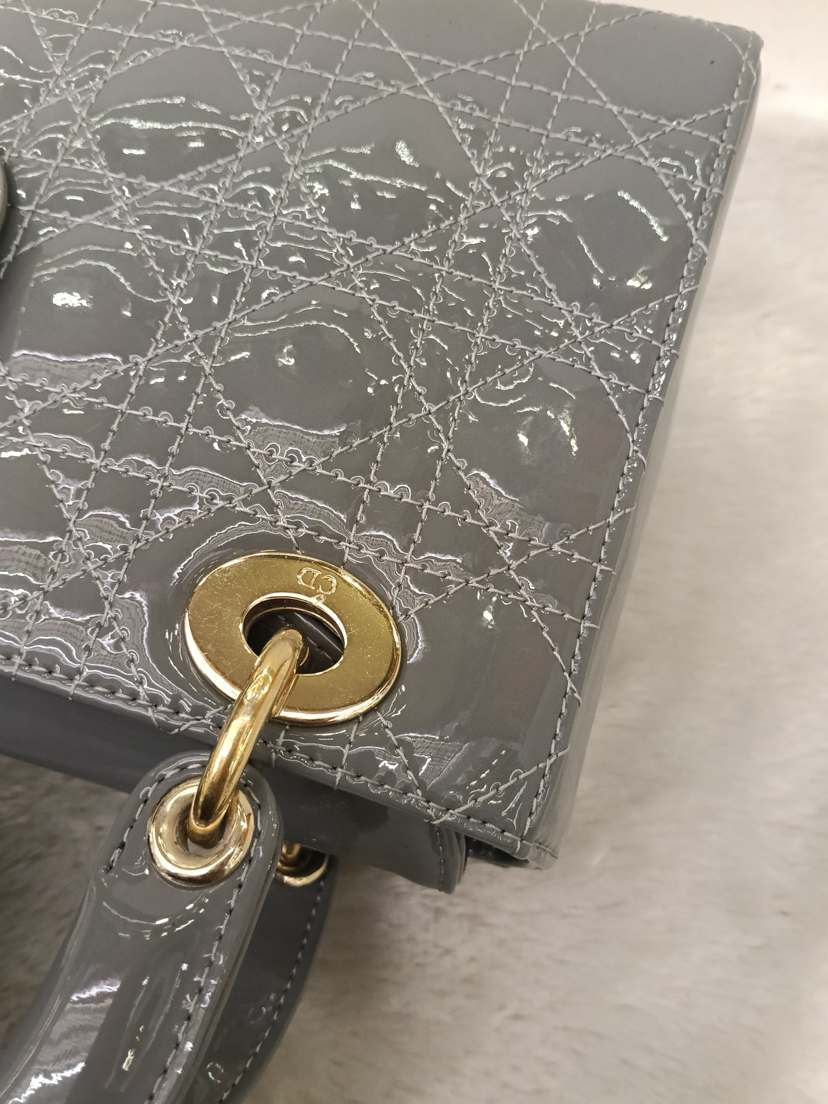 Lady Dior Small Patent Grey GHW 2021