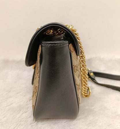 Gucci Marmont Small Canvas Beige Black GHW