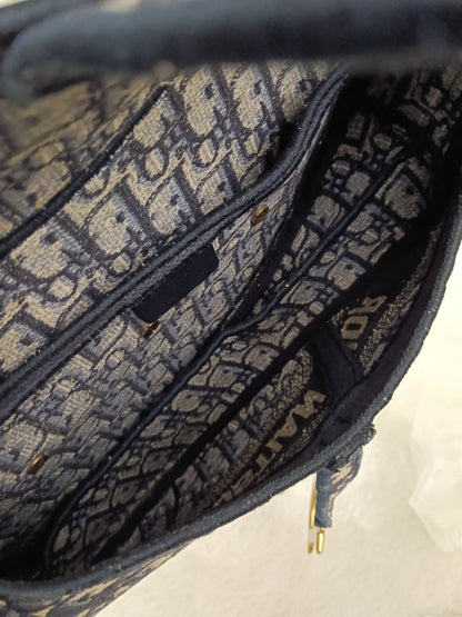 Dior Saddle Medium Oblique Embroidered Navy GHW 2020