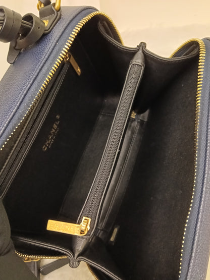 Chanel Filigree Vanity Case Medium Caviar Blue Black GHW #26