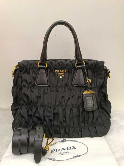 Prada Tessuto Gauffre Nylon Nero GHW
