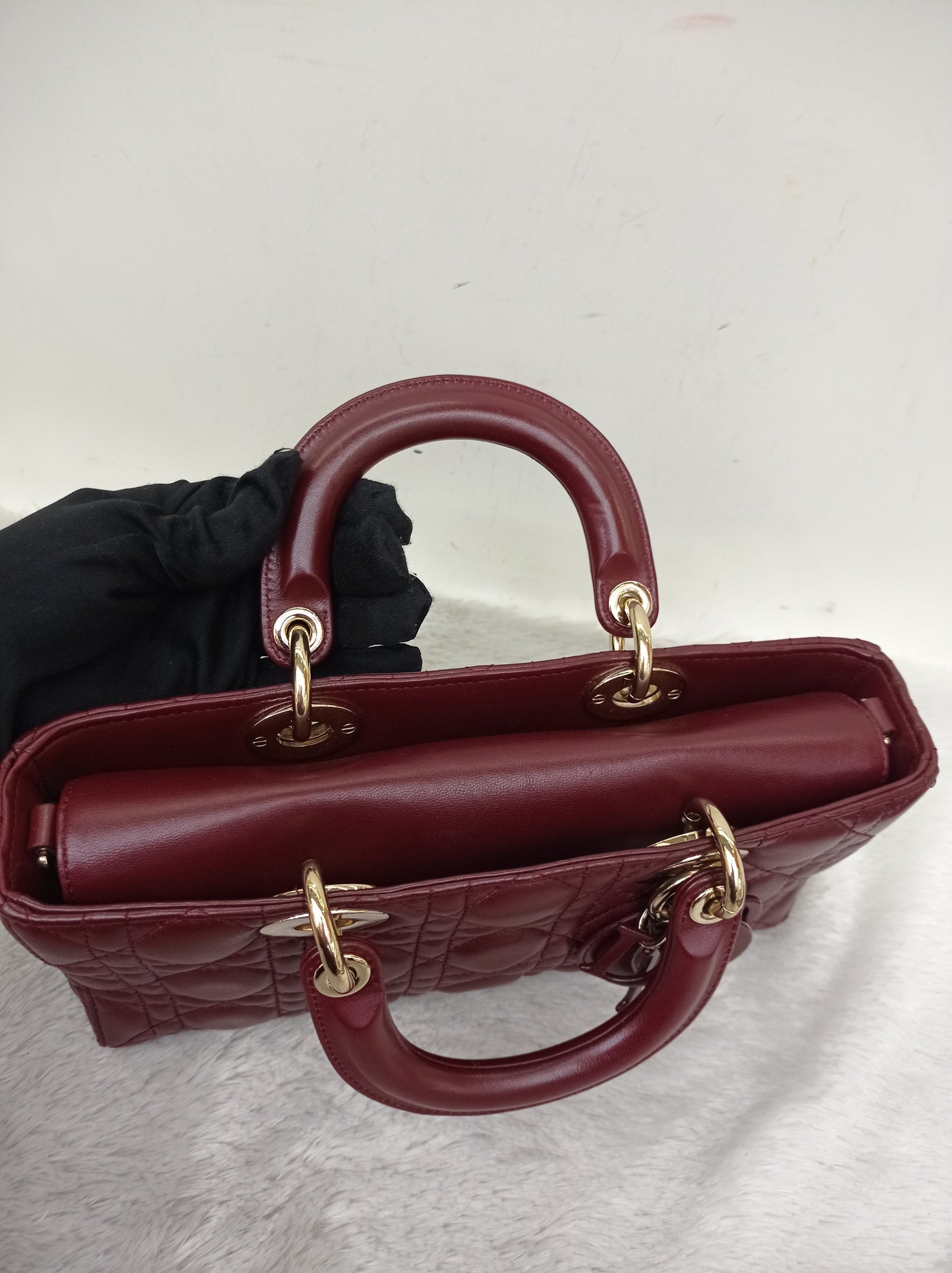 Dior Lady D'Joy Medium Lamb Burgundy GHW 2016