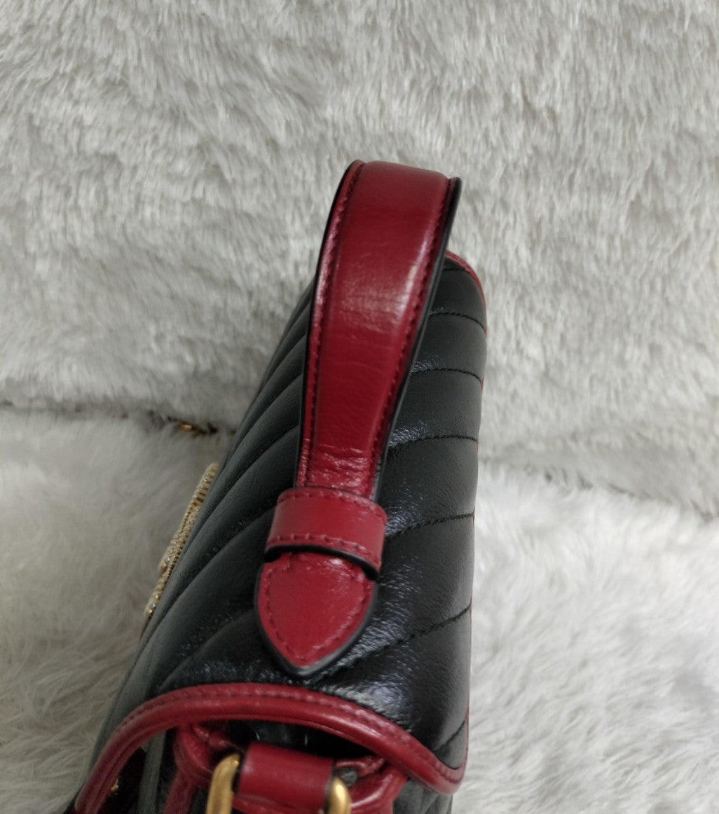 Gucci Top Handle Mini Marmont Black Red GHW 2019