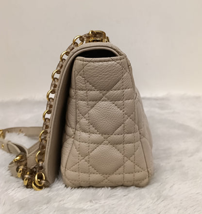 Dior Caro Medium Cannage Powder Beige Enamel Chain GHW 2023