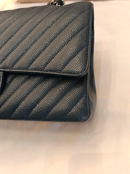 Chanel Medium Chevron Caviar Blue SHW DF #26