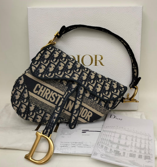 Dior Saddle Medium Oblique Navy GHW 2022