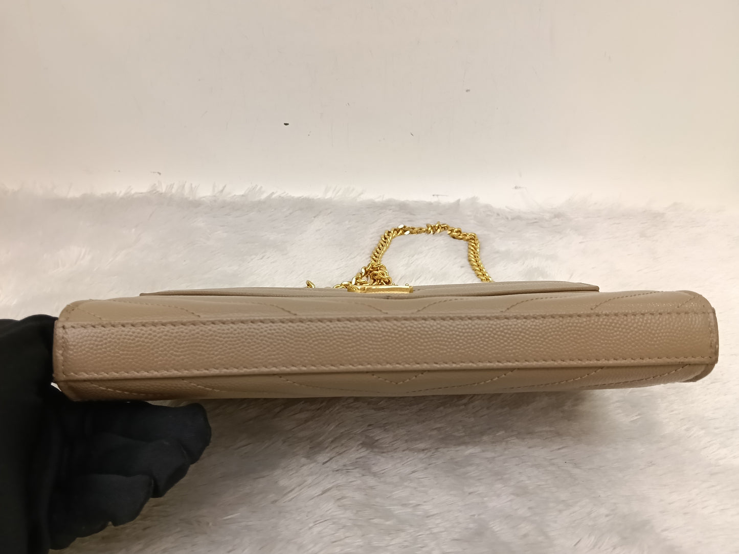 YsL WOC 22 Cassandre Chevron Grained Dusty Grey GHW 2019