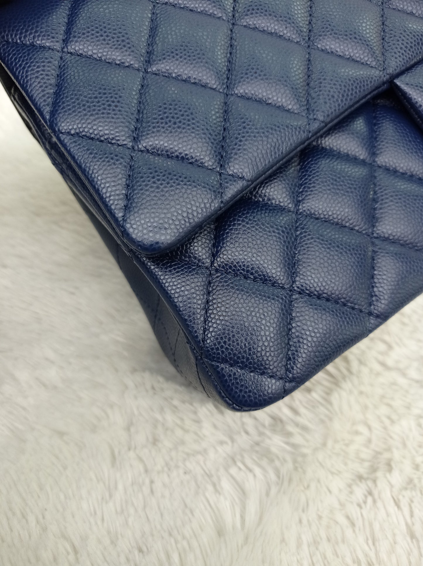 Chanel Medium Caviar Dark Blue GHW DF #24
